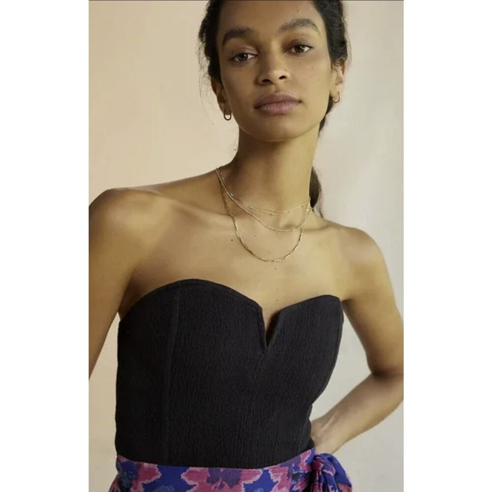 NEW ANTHROPOLOGIE BUSTIER BLACK WOMEN'S TUBE TOP - LARGE